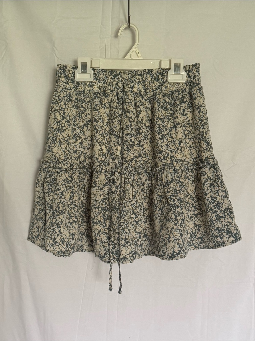 Paper Crane Blue Floral Tiered Mini Skirt Smocked Waist‎ Boho Size M
